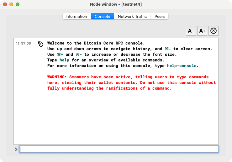 Bitcoin Core Console